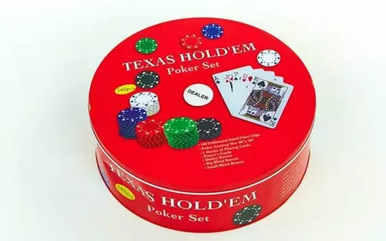  Набор 240 фишек Texas Hold'em метал. круг. коробка, 4 гр (номинал) от магазина Игры Шелдона